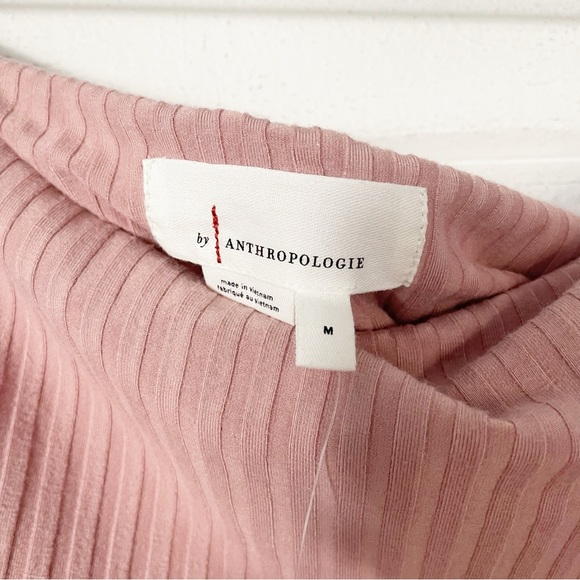 NWT Anthropologie Ribbed Off-The-Shoulder Long Sleeve Top in Mauve Size Medium - Picture 13 of 13